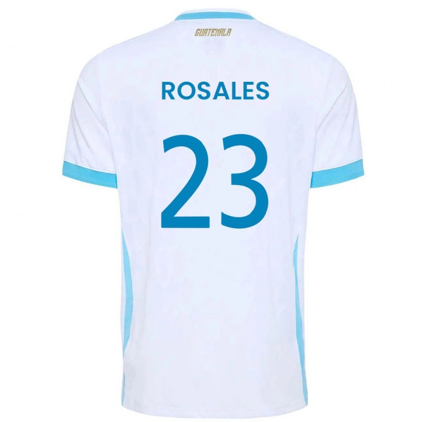 Danxen Men Guatemala Yareni Rosales #23 White Sky Blue Gold Home Jersey 26-28 T-Shirt