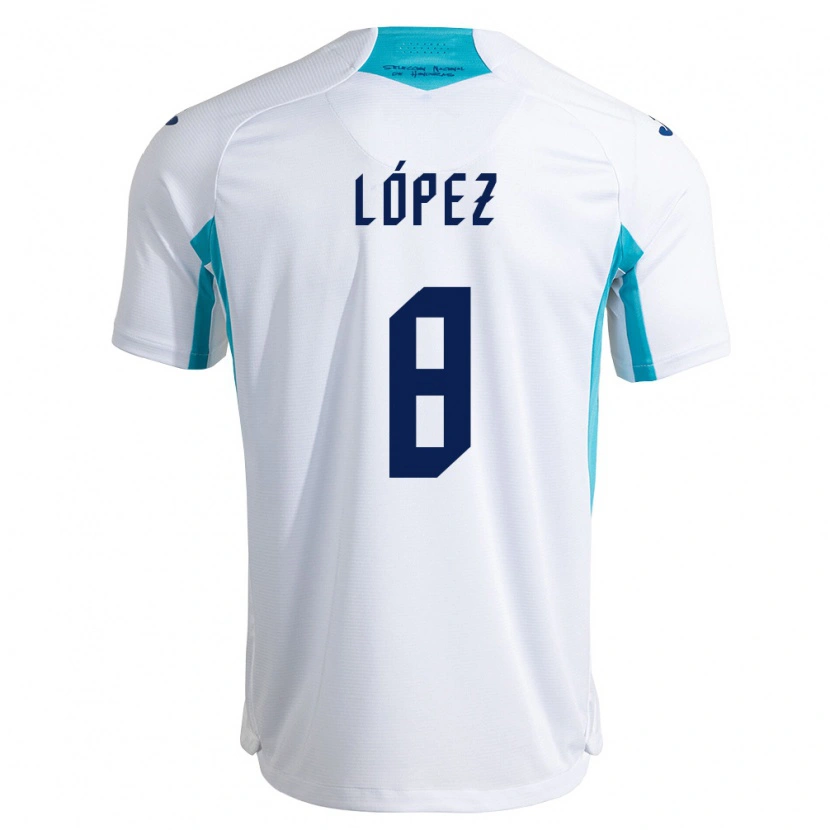 Danxen Men Honduras Babington López #8 White Blue Sky Blue Home Jersey 26-28 T-Shirt