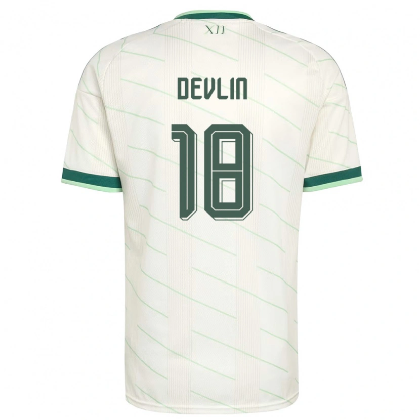 Danxen Men Northern Ireland Terry Devlin #18 White Green Away Jersey 26-28 T-Shirt