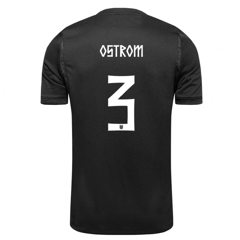 Danxen Men Norway Robin Østrøm #3 Black Away Jersey 26-28 T-Shirt