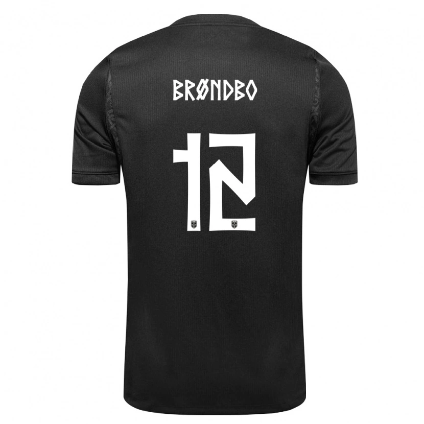 Danxen Men Norway Magnus Brøndbo #12 Black Away Jersey 26-28 T-Shirt