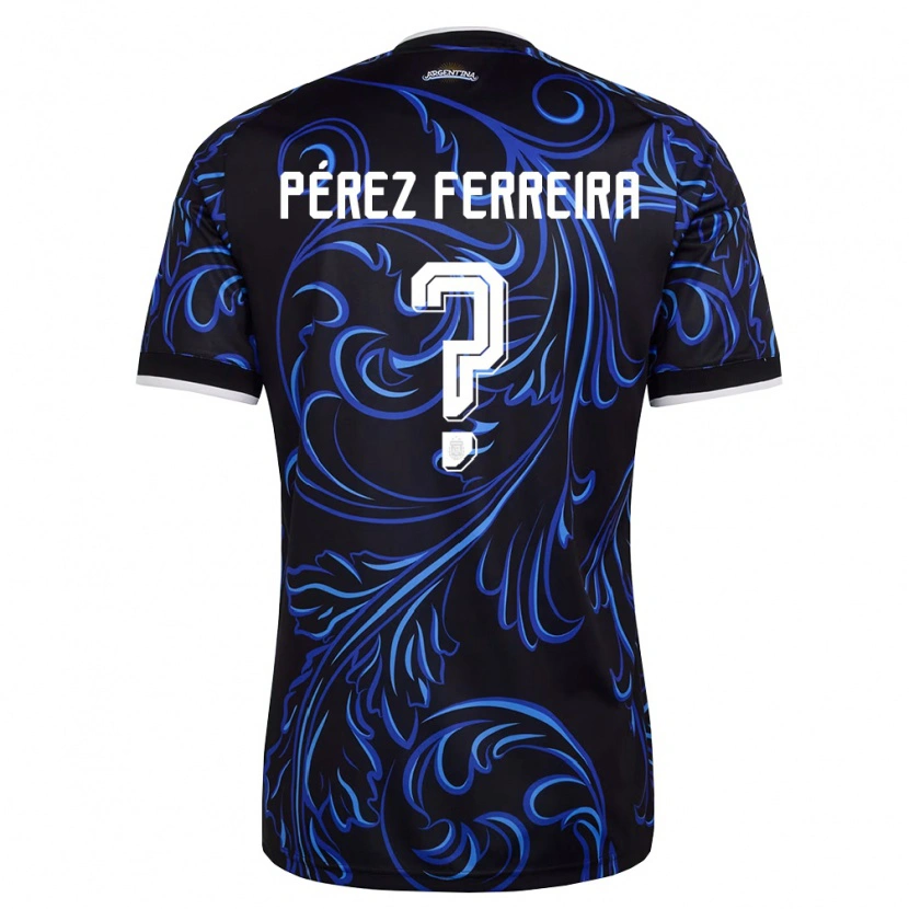 Danxen Men Argentina Thiago Pérez Ferreira #0 Black White Sky Blue Away Jersey 26-28 T-Shirt