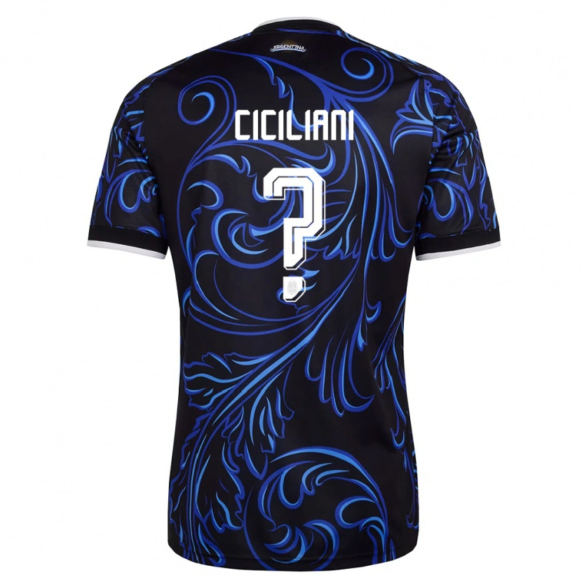 Danxen Men Argentina Santino Ciciliani #0 Black White Sky Blue Away Jersey 26-28 T-Shirt