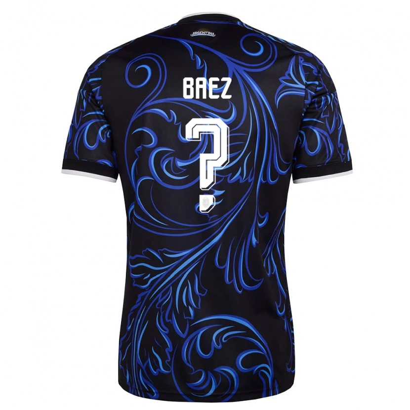 Danxen Men Argentina Lautaro Baez #0 Black White Sky Blue Away Jersey 26-28 T-Shirt