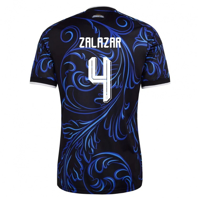 Danxen Men Argentina Misael Zalazar #4 Black White Sky Blue Away Jersey 26-28 T-Shirt