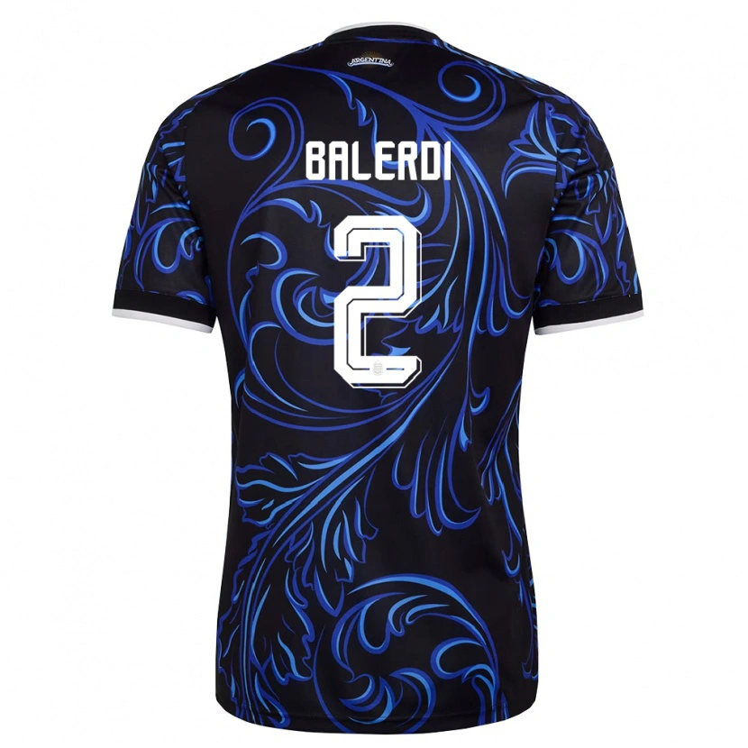 Danxen Men Argentina Leonardo Balerdi #2 Black White Sky Blue Away Jersey 26-28 T-Shirt