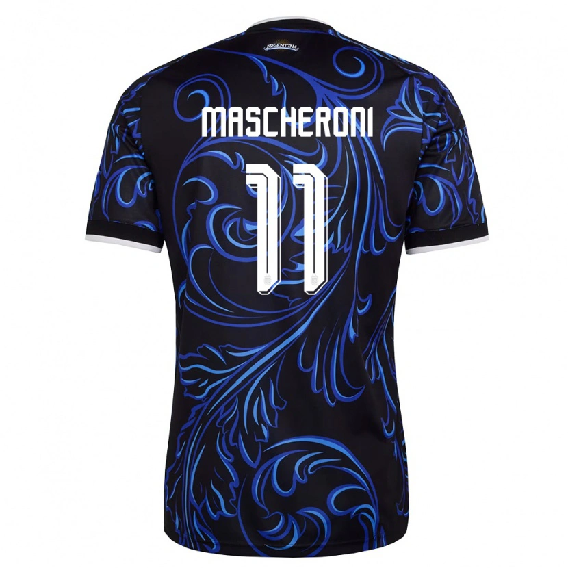 Danxen Men Argentina Bruno Mascheroni #11 Black White Sky Blue Away Jersey 26-28 T-Shirt