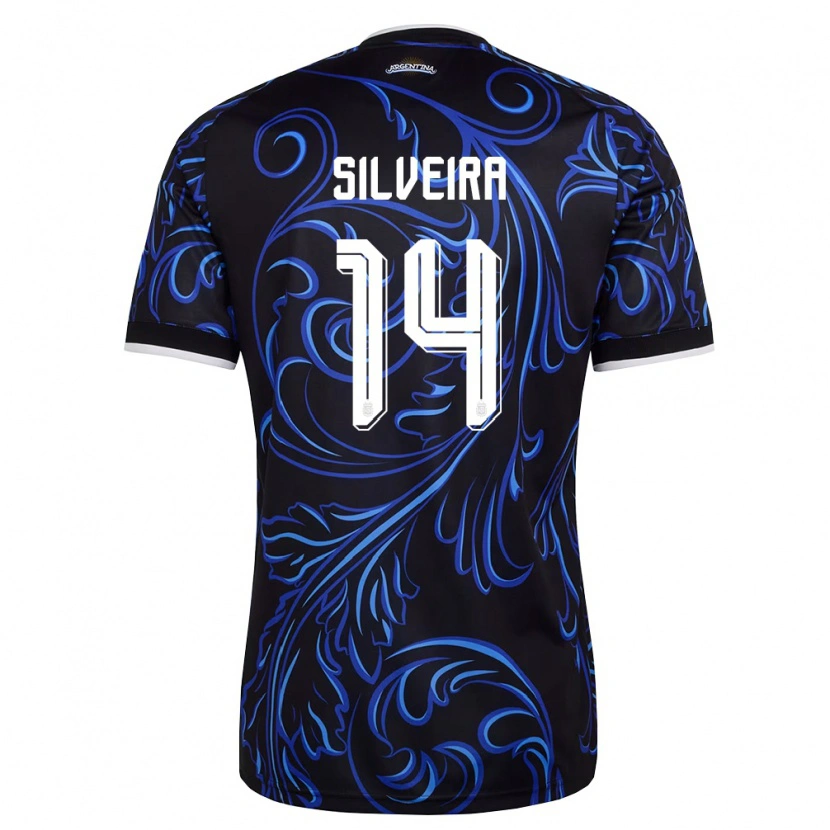 Danxen Men Argentina Santiago Silveira #14 Black White Sky Blue Away Jersey 26-28 T-Shirt