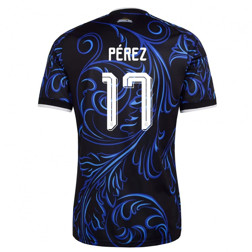 Danxen Men Argentina Tobías Pérez #17 Black White Sky Blue Away Jersey 26-28 T-Shirt