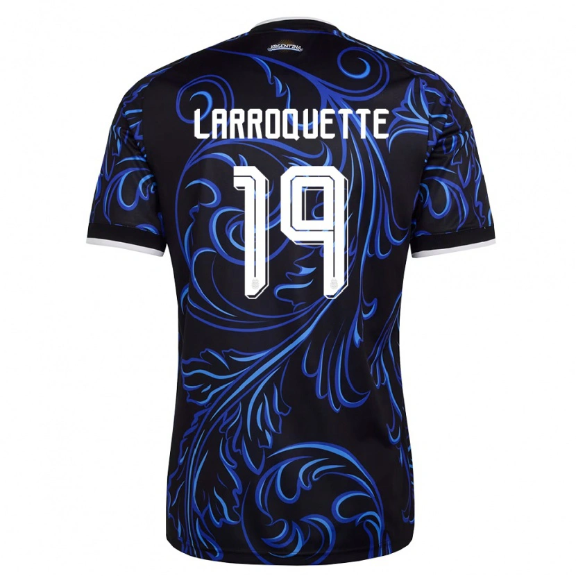 Danxen Men Argentina Mariana Larroquette #19 Black White Sky Blue Away Jersey 26-28 T-Shirt
