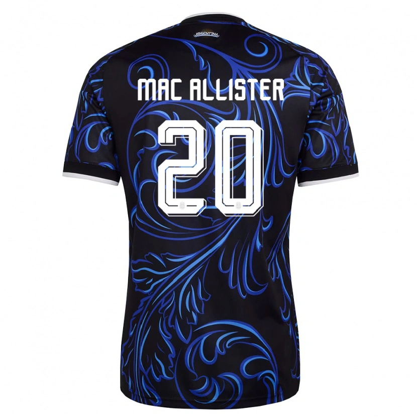 Danxen Men Argentina Alexis Mac Allister #20 Black White Sky Blue Away Jersey 26-28 T-Shirt