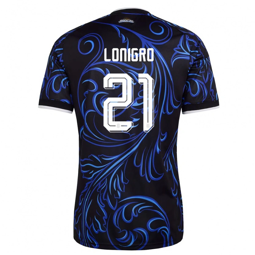 Danxen Men Argentina Erica Lonigro #21 Black White Sky Blue Away Jersey 26-28 T-Shirt