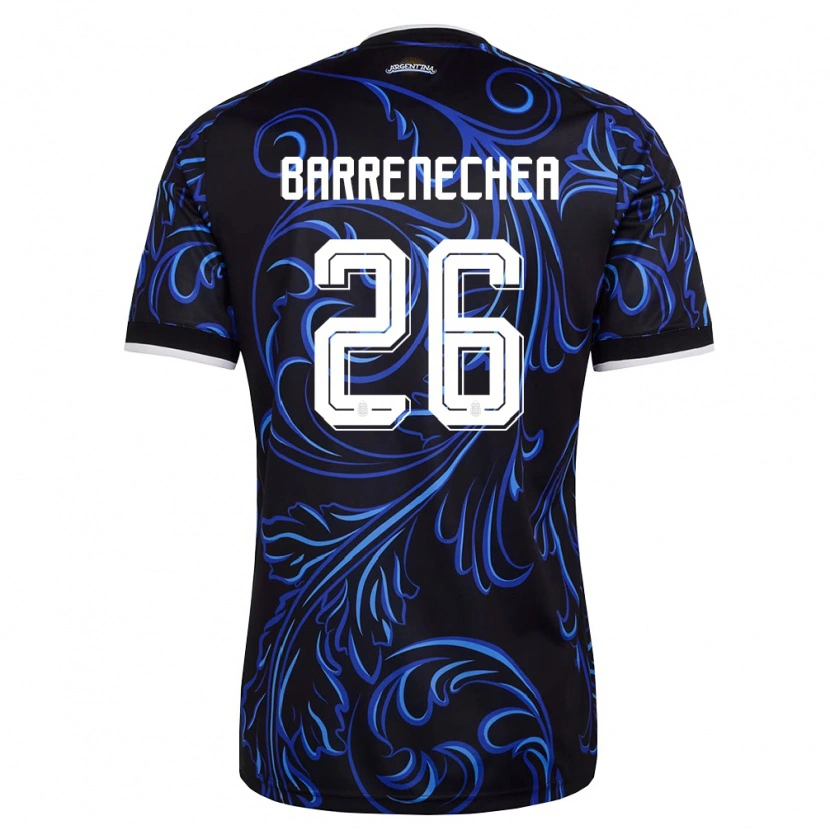 Danxen Men Argentina Enzo Barrenechea #26 Black White Sky Blue Away Jersey 26-28 T-Shirt