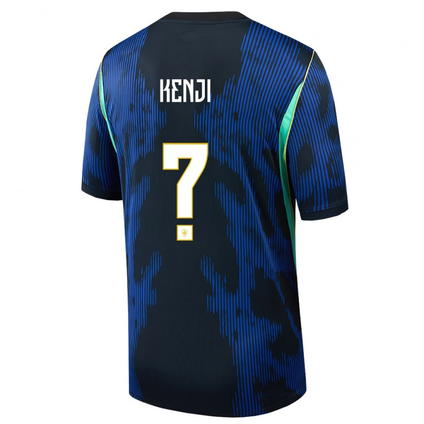 Danxen Men Brazil Kenji #0 Blue Navy Yellow Away Jersey 26-28 T-Shirt