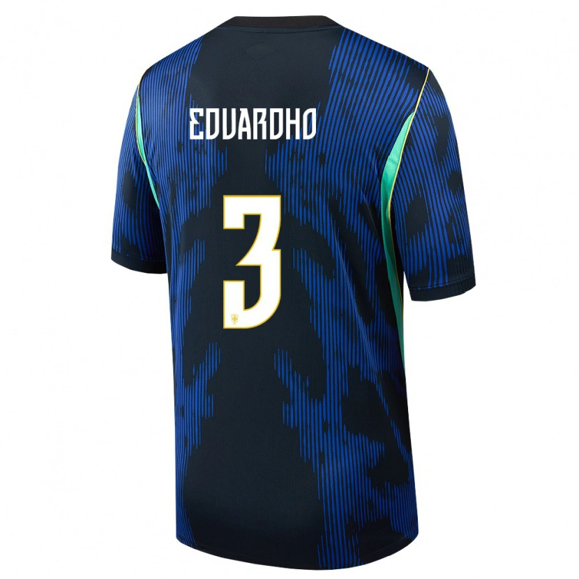 Danxen Men Brazil Eduardho #3 Blue Navy Yellow Away Jersey 26-28 T-Shirt