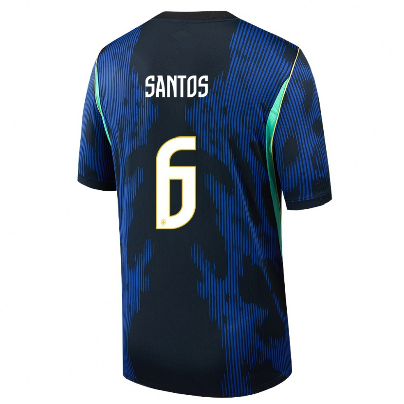 Danxen Men Brazil Douglas Santos #6 Blue Navy Yellow Away Jersey 26-28 T-Shirt