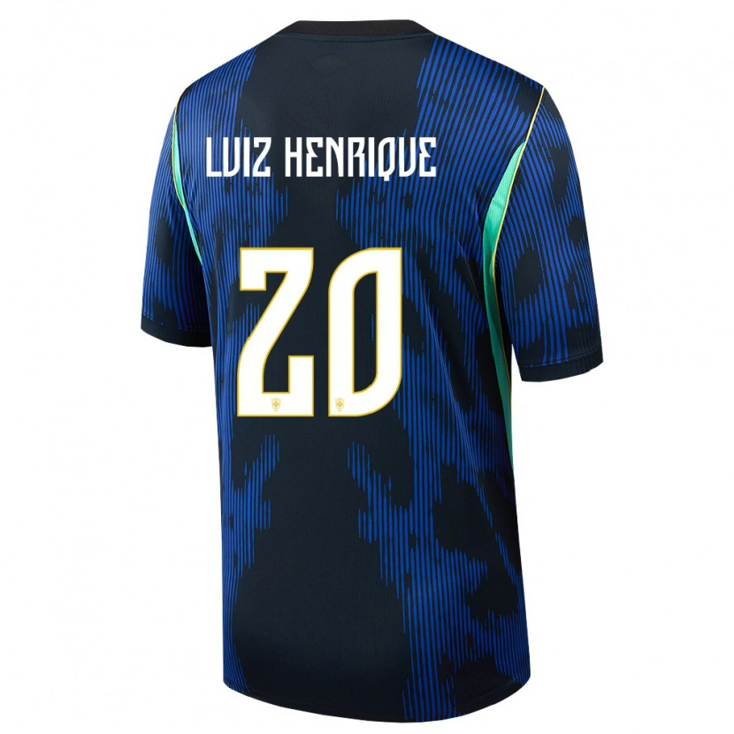 Danxen Men Brazil Luiz Henrique #20 Blue Navy Yellow Away Jersey 26-28 T-Shirt