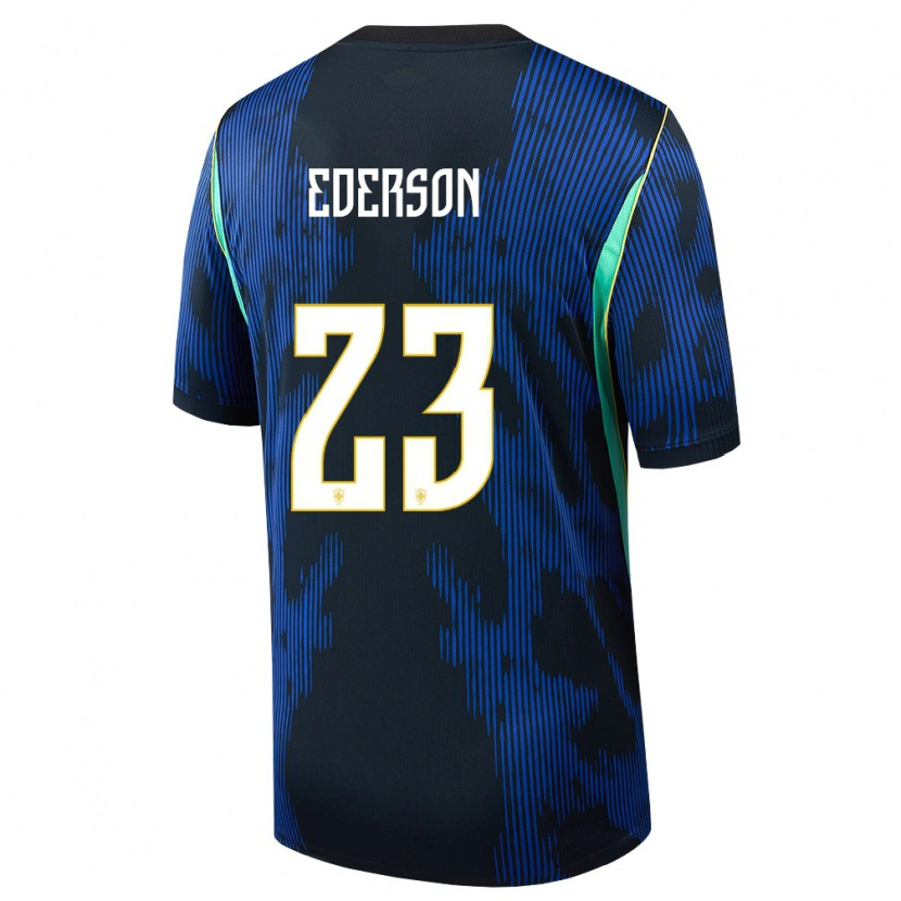 Danxen Men Brazil Ederson #23 Blue Navy Yellow Away Jersey 26-28 T-Shirt