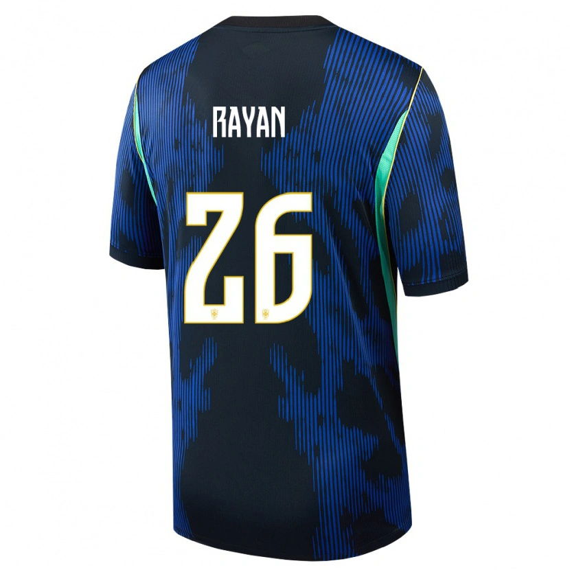 Danxen Men Brazil Rayan #26 Blue Navy Yellow Away Jersey 26-28 T-Shirt