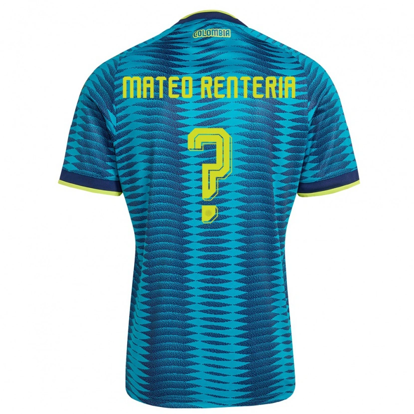 Danxen Men Colombia Luis Mateo Renteria #0 Blue Navy Yellow Away Jersey 26-28 T-Shirt