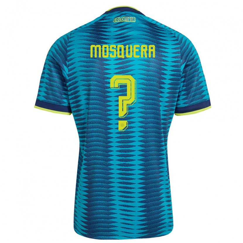 Danxen Men Colombia Yeiler Mosquera #0 Blue Navy Yellow Away Jersey 26-28 T-Shirt