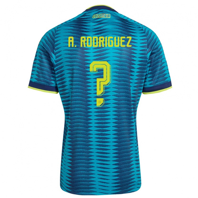 Danxen Men Colombia Andrés Rodríguez #0 Blue Navy Yellow Away Jersey 26-28 T-Shirt