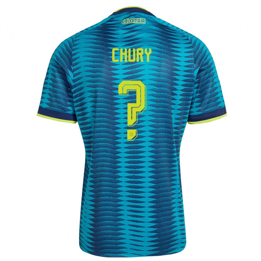 Danxen Men Colombia Brandon Chury #0 Blue Navy Yellow Away Jersey 26-28 T-Shirt