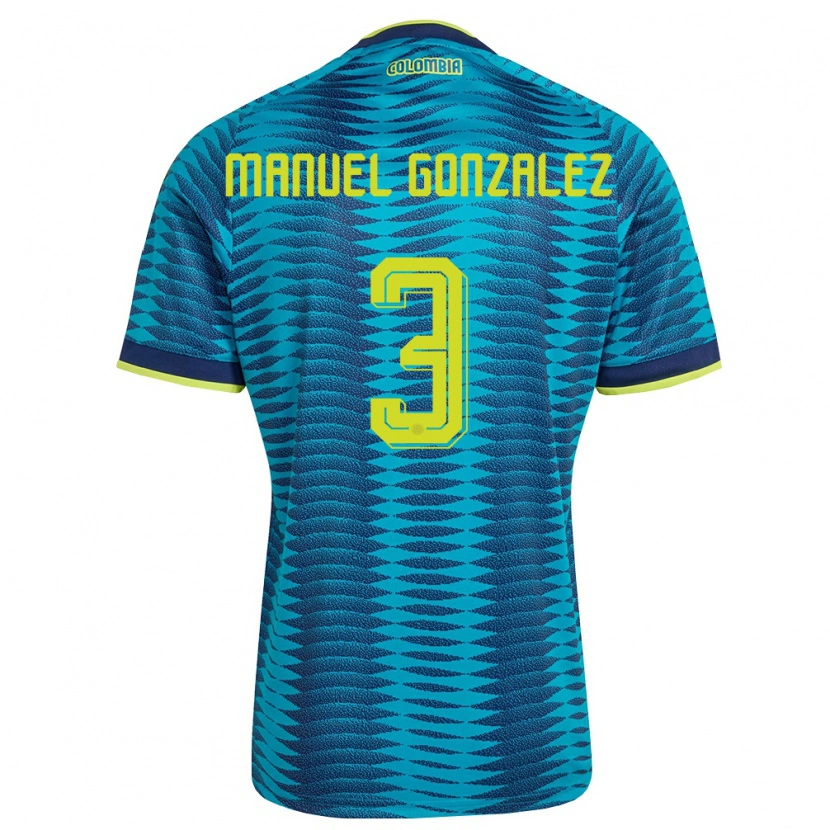 Danxen Men Colombia Carlos Manuel González #3 Blue Navy Yellow Away Jersey 26-28 T-Shirt