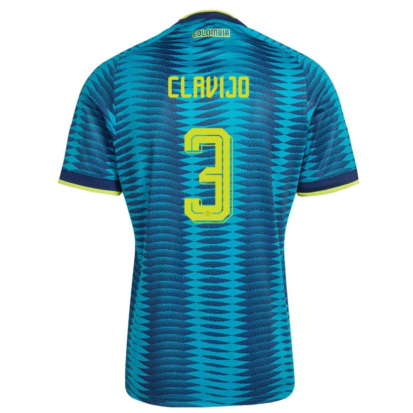 Danxen Men Colombia Ángela Clavijo #3 Blue Navy Yellow Away Jersey 26-28 T-Shirt