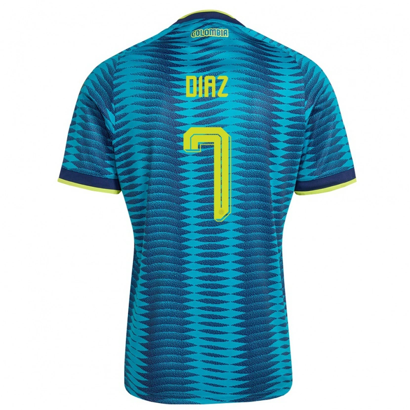 Danxen Men Colombia Luis Díaz #7 Blue Navy Yellow Away Jersey 26-28 T-Shirt