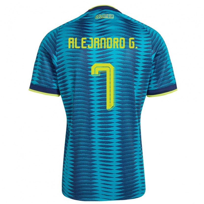 Danxen Men Colombia Alejandro García #7 Blue Navy Yellow Away Jersey 26-28 T-Shirt