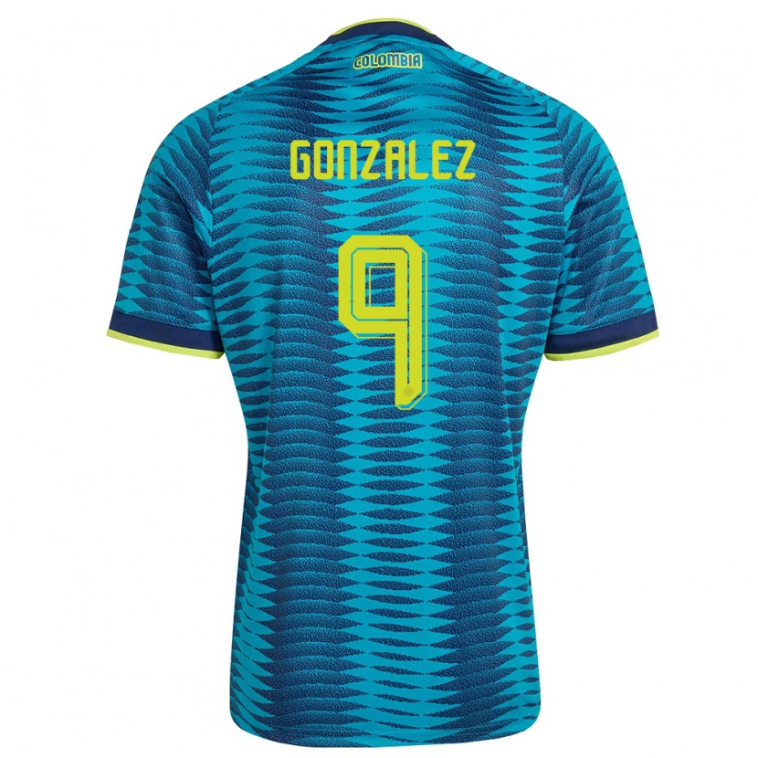 Danxen Men Colombia Manuela González #9 Blue Navy Yellow Away Jersey 26-28 T-Shirt