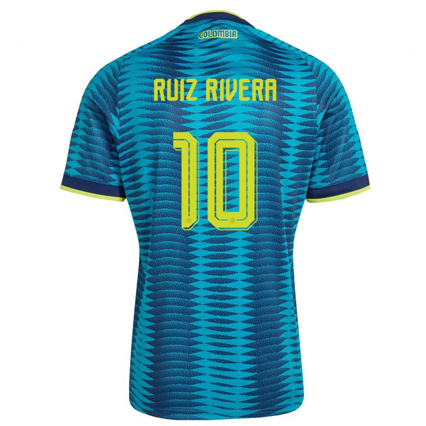 Danxen Men Colombia Daniel Ruiz Rivera #10 Blue Navy Yellow Away Jersey 26-28 T-Shirt