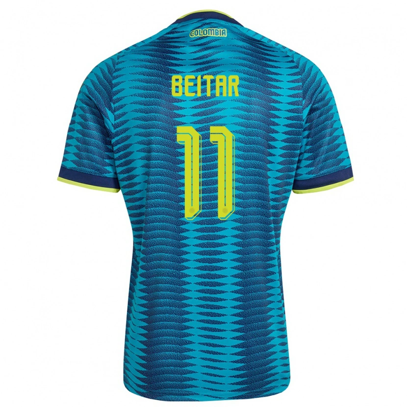 Danxen Men Colombia Didier Beitar #11 Blue Navy Yellow Away Jersey 26-28 T-Shirt