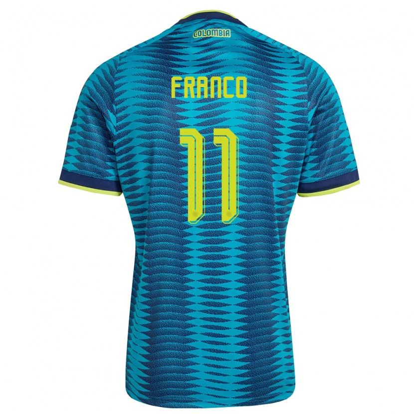 Danxen Men Colombia Anyelo Franco #11 Blue Navy Yellow Away Jersey 26-28 T-Shirt