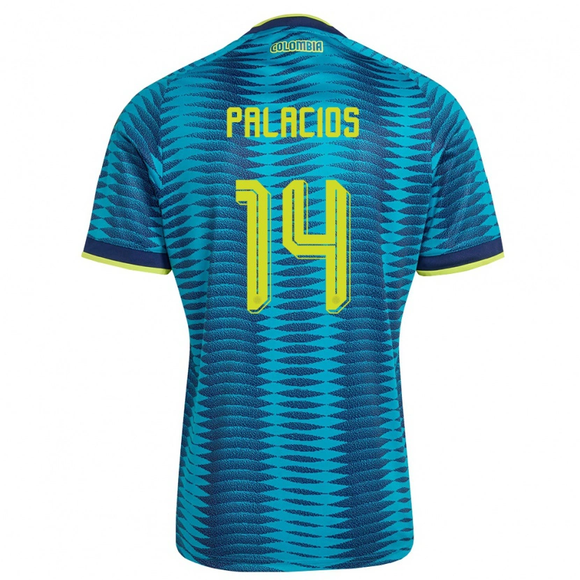Danxen Men Colombia Julián Palacios #14 Blue Navy Yellow Away Jersey 26-28 T-Shirt
