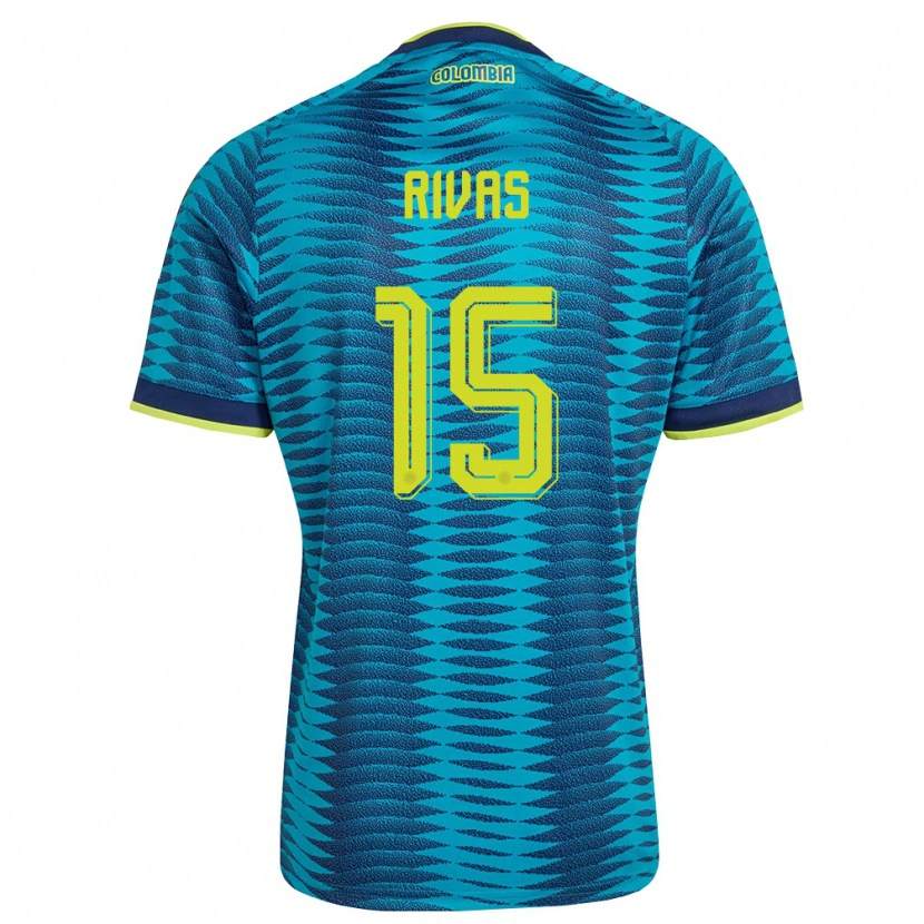 Danxen Men Colombia Jhojan Rivas #15 Blue Navy Yellow Away Jersey 26-28 T-Shirt