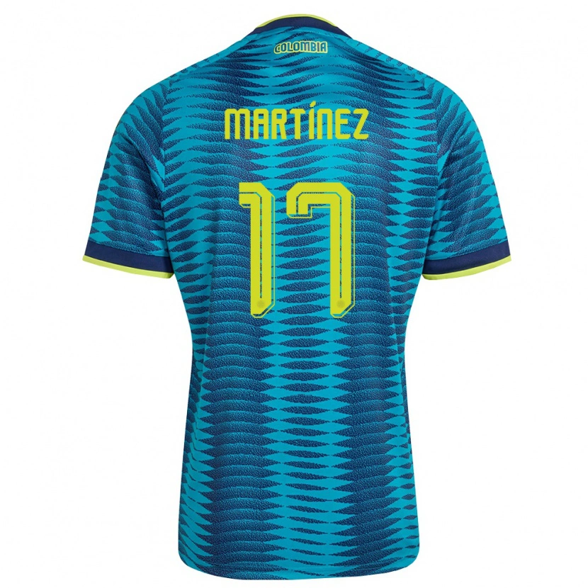 Danxen Men Colombia Weiner Martínez #17 Blue Navy Yellow Away Jersey 26-28 T-Shirt