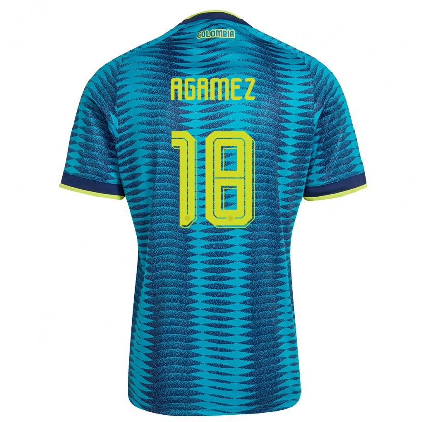 Danxen Men Colombia Miguel Agamez #18 Blue Navy Yellow Away Jersey 26-28 T-Shirt