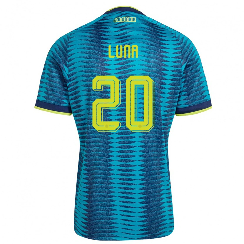 Danxen Men Colombia Daniel Luna #20 Blue Navy Yellow Away Jersey 26-28 T-Shirt