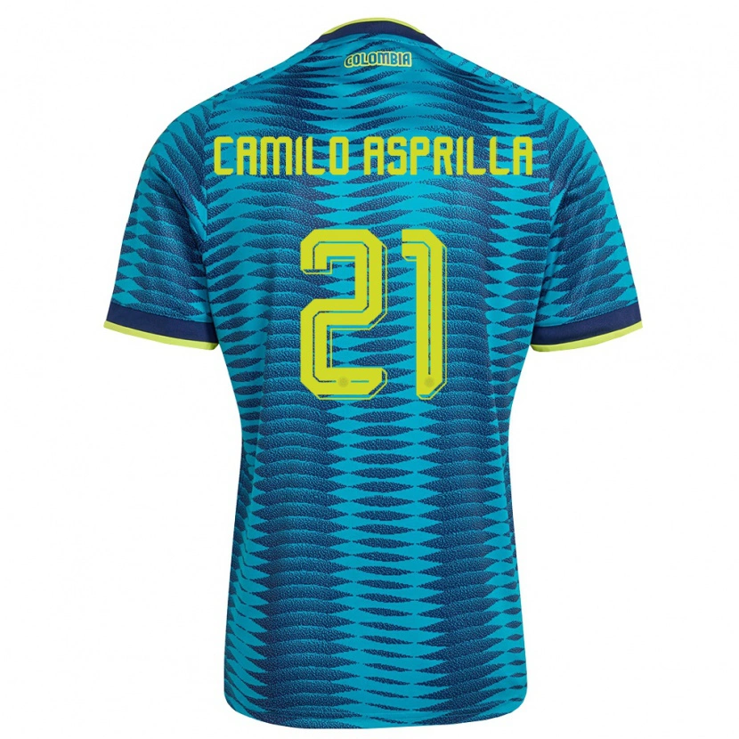 Danxen Men Colombia Juan Camilo Asprilla #21 Blue Navy Yellow Away Jersey 26-28 T-Shirt
