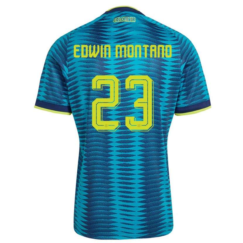 Danxen Men Colombia John Edwin Montaño #23 Blue Navy Yellow Away Jersey 26-28 T-Shirt