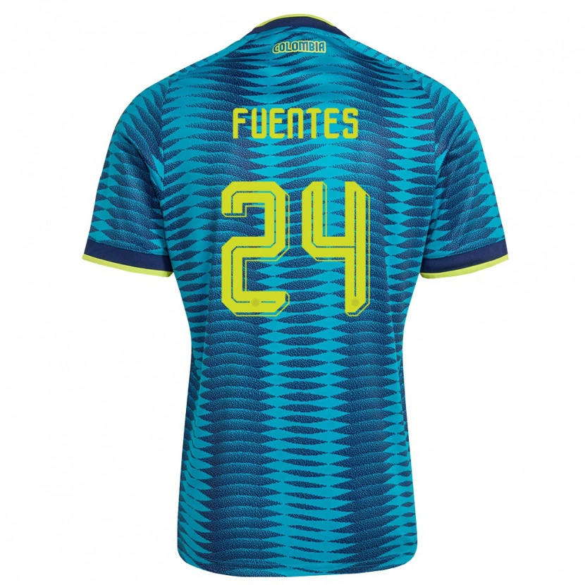 Danxen Men Colombia Gabriel Fuentes #24 Blue Navy Yellow Away Jersey 26-28 T-Shirt