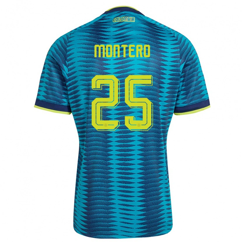 Danxen Men Colombia Álvaro Montero #25 Blue Navy Yellow Away Jersey 26-28 T-Shirt