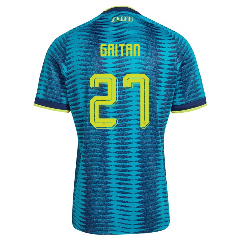 Danxen Men Colombia Natalia Gaitán #27 Blue Navy Yellow Away Jersey 26-28 T-Shirt