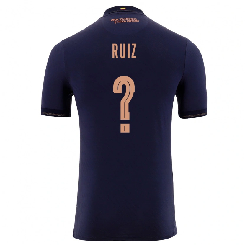 Danxen Men Ecuador Elkin Ruiz #0 Navy Gold Away Jersey 26-28 T-Shirt