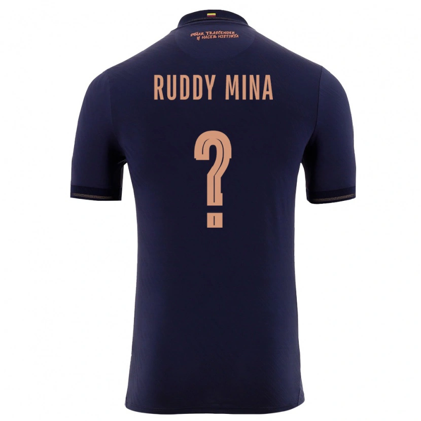 Danxen Men Ecuador Ruddy Mina #0 Navy Gold Away Jersey 26-28 T-Shirt