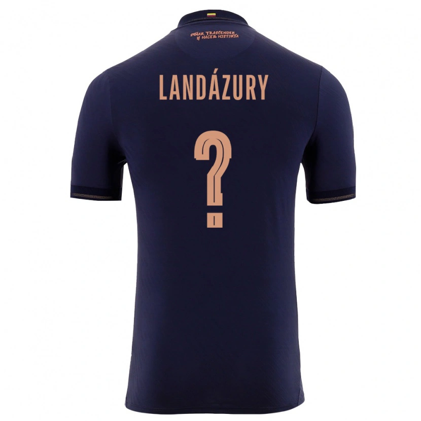 Danxen Men Ecuador Jackson Landázury #0 Navy Gold Away Jersey 26-28 T-Shirt