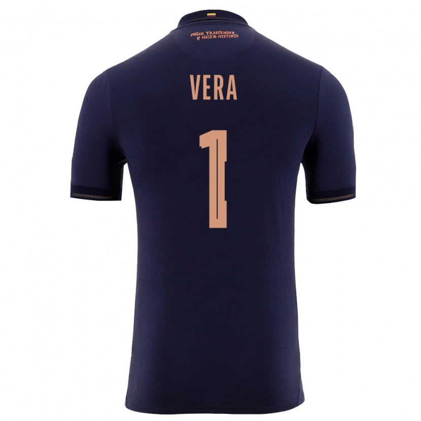 Danxen Men Ecuador Andrea Vera #1 Navy Gold Away Jersey 26-28 T-Shirt