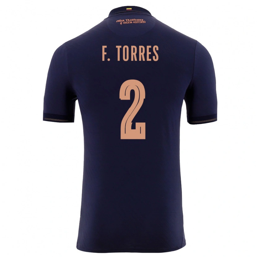 Danxen Men Ecuador Félix Torres #2 Navy Gold Away Jersey 26-28 T-Shirt